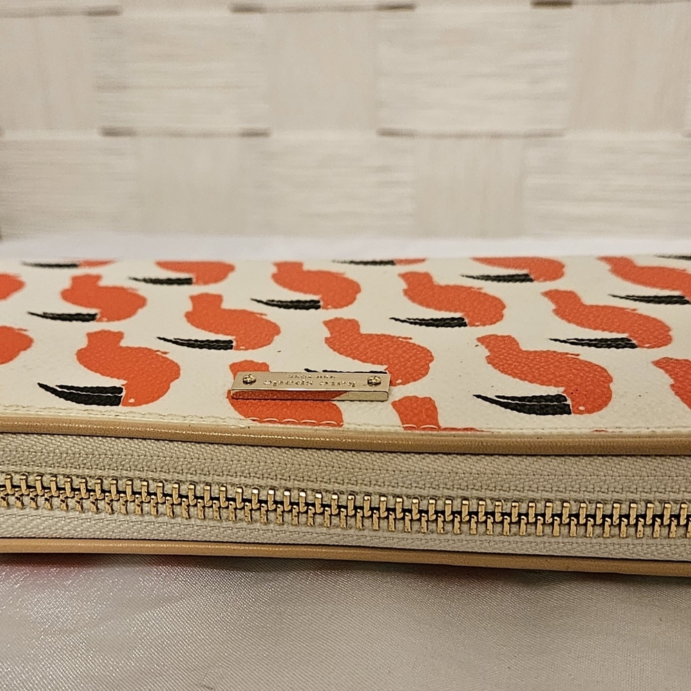 Kate Spade Francis Toucan Multi Linen/jute White & Red Tote With Matching Wallet - Picture 15 of 16